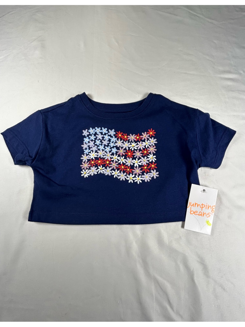 jumping beans Navy Short Sleeve Tee with Multicolor Daisy Flag